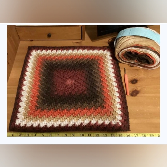 NEW crochet- small afghan. Caron Skinny Cakes yarn in Chili Chocolate & Oats. - Picture 2 of 2